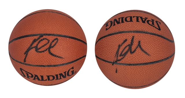 Lot of (2) Kobe Bryant Signed Mini Spalding Basketballs (JSA)